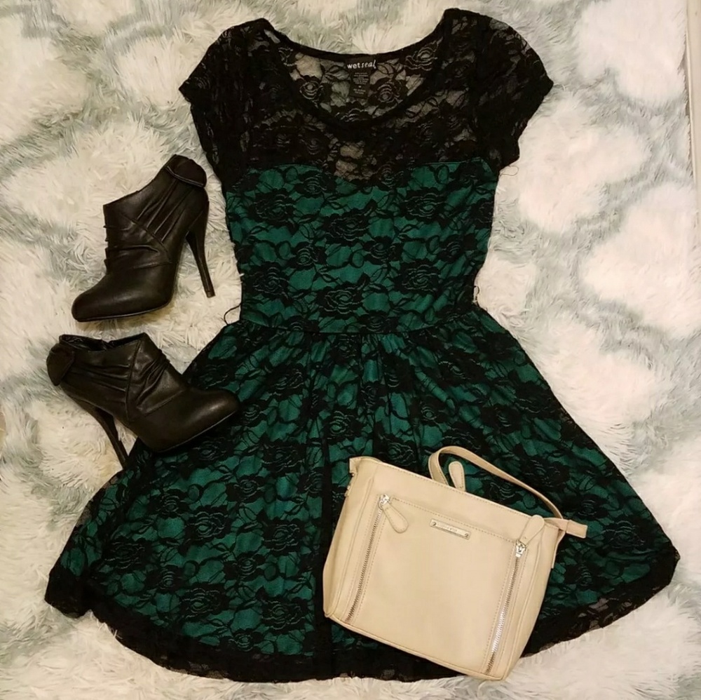 Black and Green lace dress